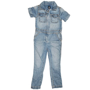 GAP Kids Girls' Denim Jumpsuit Size 5 Short Sleeve Jean Romper One-Piece